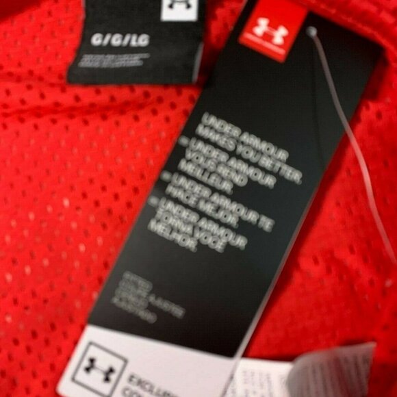 Under Armour L Red Logo Sheer Mesh Scoop Neck Crop Tank Top - Picture 6 of 6